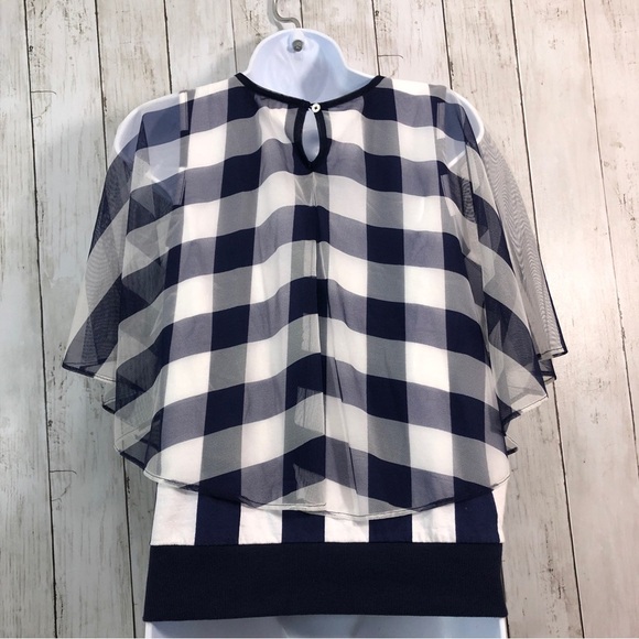 Anthropologie Postmark Elsie Gingham Poncho/Cape Top Small - Picture 5 of 11